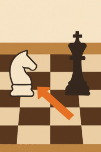 A clean 2D digital illustration of a chess position where a white piece is offered as a sacrifice, highlighting the tactical moment on the board.
